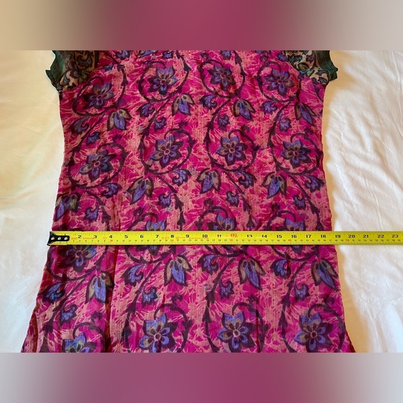 Beautiful Long Women’s Tunic Kurta US Size 6 Magenta Multi Short Sleeve EUC - Picture 6 of 8